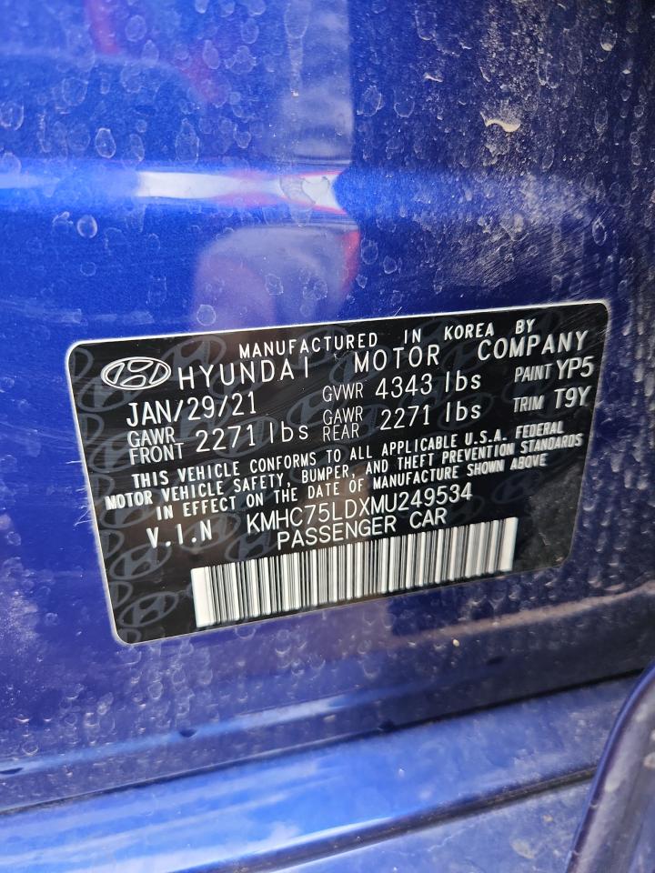 2021 Hyundai Ioniq Sel VIN: KMHC75LDXMU249534 Lot: 71563315
