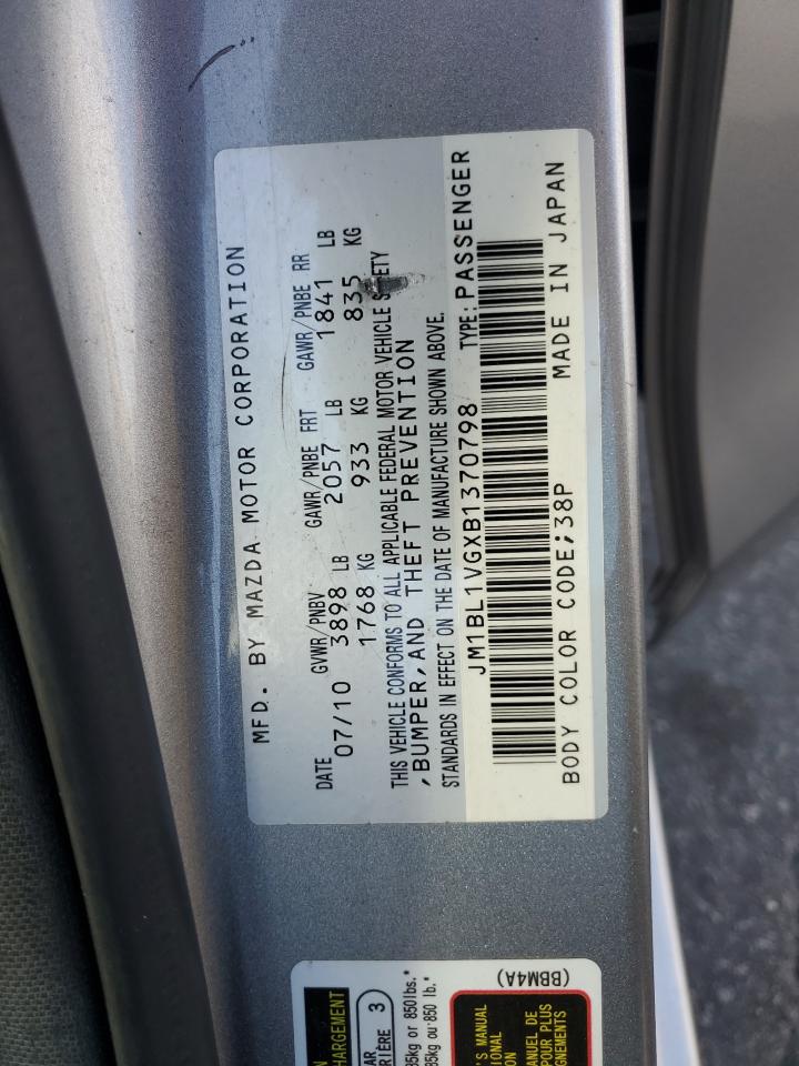 2011 Mazda 3 I VIN: JM1BL1VGXB1370798 Lot: 80388205