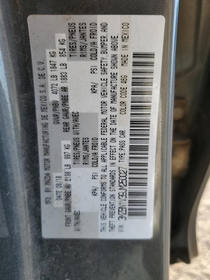 2018 Mazda 3 Touring VIN: 3MZBN1V39JM250027 Lot: 84386825