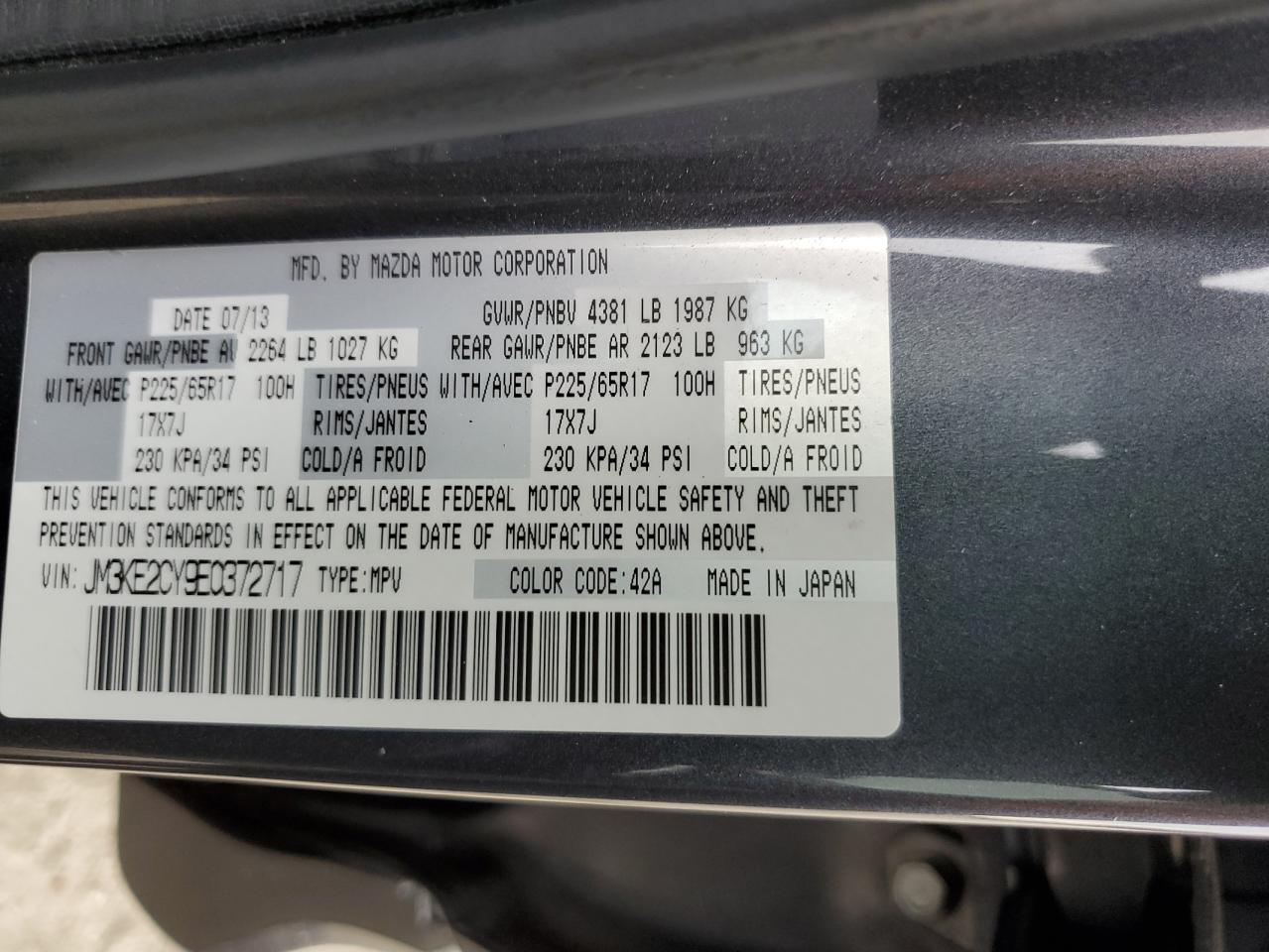 2014 Mazda Cx-5 Touring VIN: JM3KE2CY9E0372717 Lot: 84424585