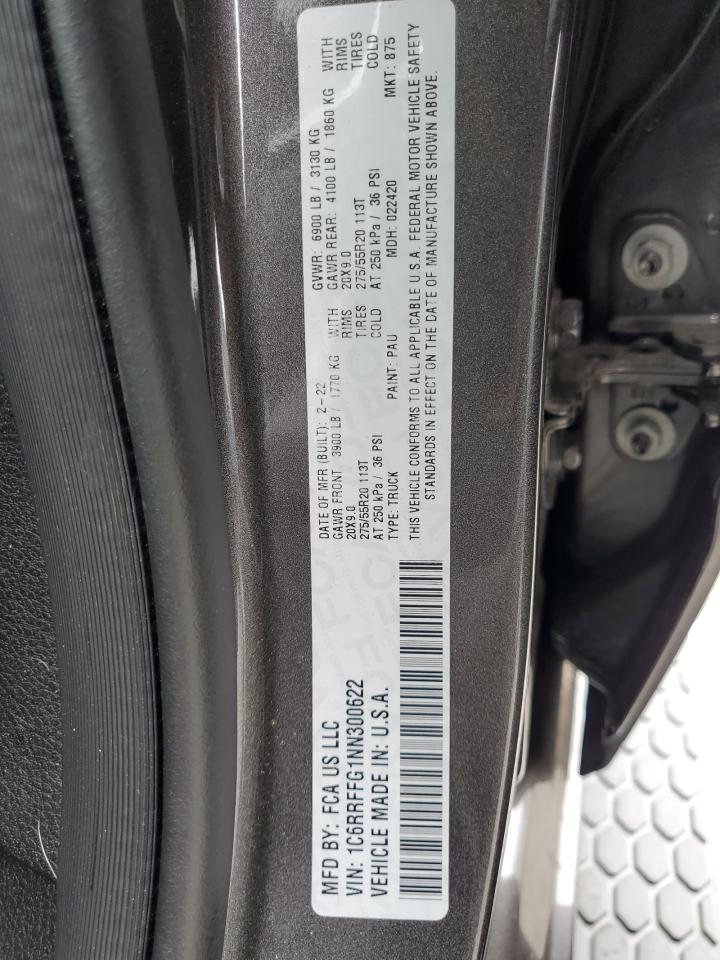 2022 Ram 1500 Big Horn/Lone Star VIN: 1C6RRFFG1NN300622 Lot: 81891655