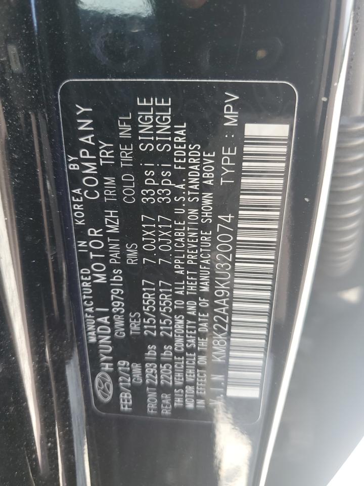 2019 Hyundai Kona Sel VIN: KM8K22AA9KU320074 Lot: 80378655