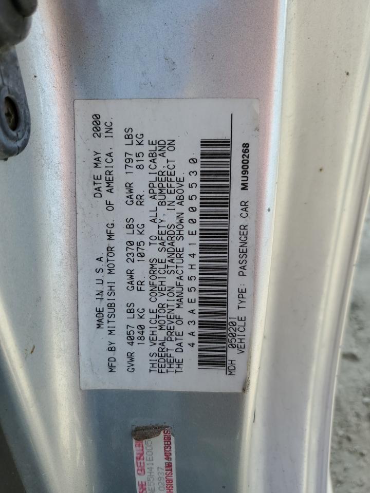 2001 Mitsubishi Eclipse Spyder Gt VIN: 4A3AE55H41E005530 Lot: 83968245