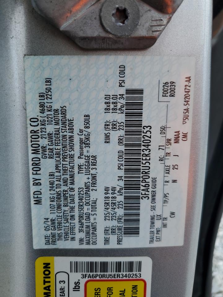 2014 Ford Fusion Titanium Hev VIN: 3FA6P0RU5ER340253 Lot: 80094665