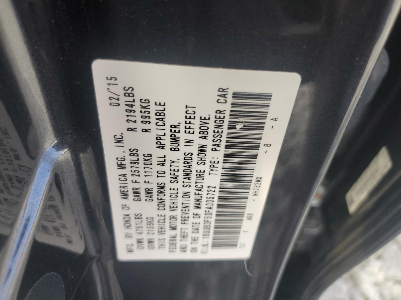 2015 Acura Tlx Tech VIN: 19UUB3F50FA005722 Lot: 71989525