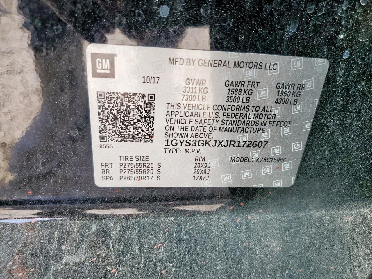 2018 Cadillac Escalade Esv VIN: 1GYS3GKJXJR172607 Lot: 84818365