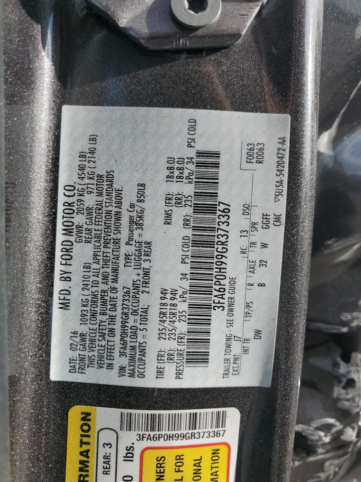 2016 Ford Fusion Se VIN: 3FA6P0H99GR373367 Lot: 81215045