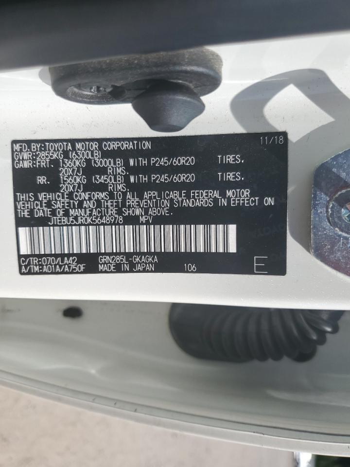 2019 Toyota 4Runner Sr5/Sr5 Premium VIN: JTEBU5JR0K5648978 Lot: 81232175