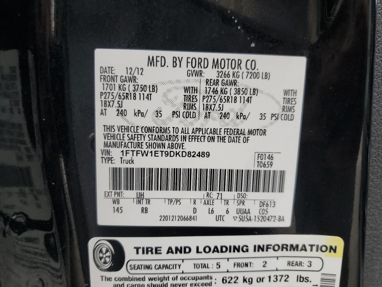 2013 Ford F150 Supercrew VIN: 1FTFW1ET9DKD82489 Lot: 82140575