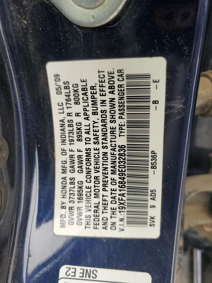 2009 Honda Civic Ex VIN: 19XFA16849E032836 Lot: 80885705