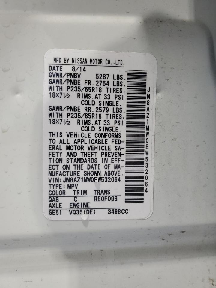 2014 Nissan Murano S VIN: JN8AZ1MW0EW532064 Lot: 81334945