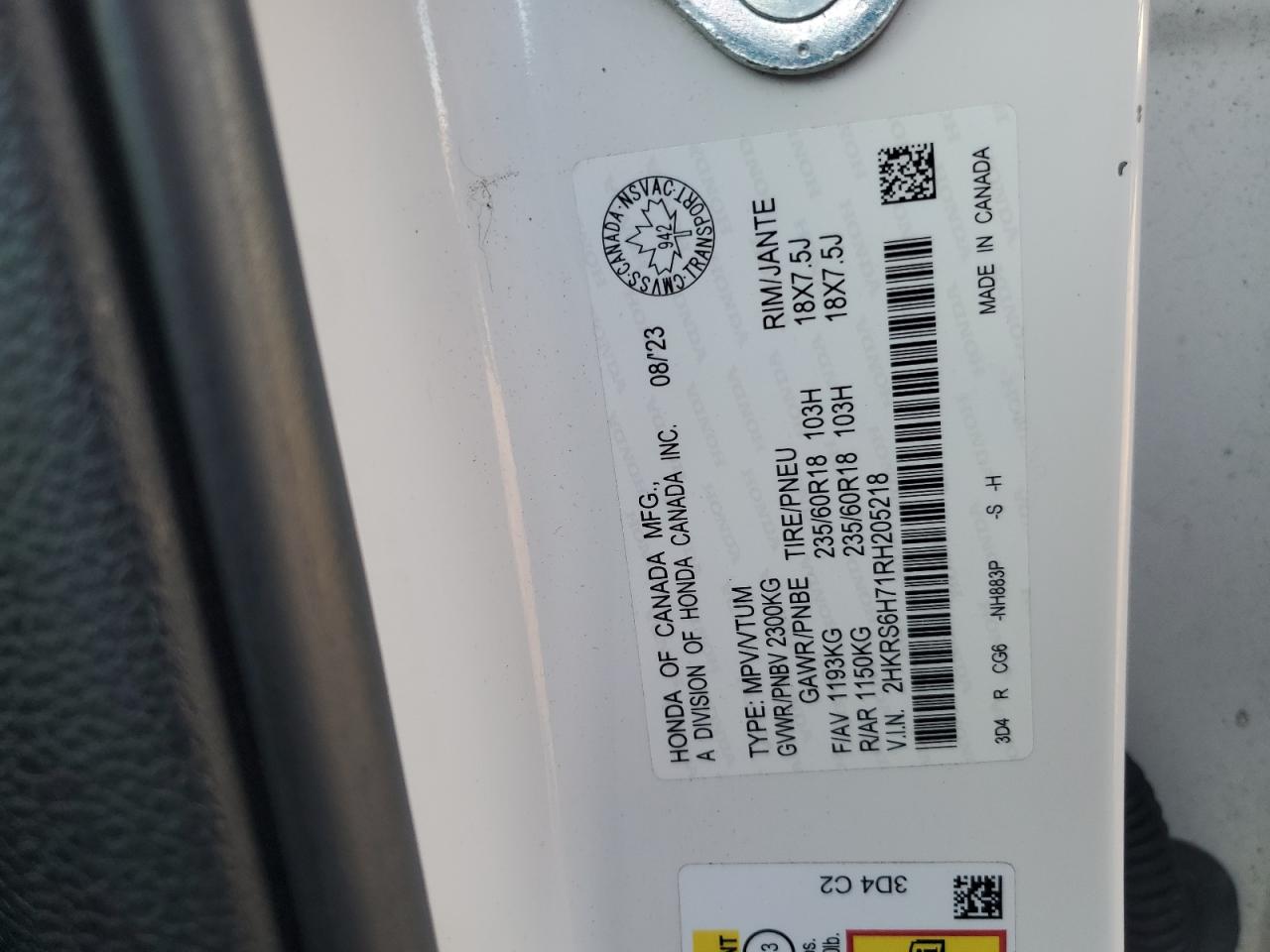 2024 Honda Cr-V Exl VIN: 2HKRS6H71RH205218 Lot: 72080025