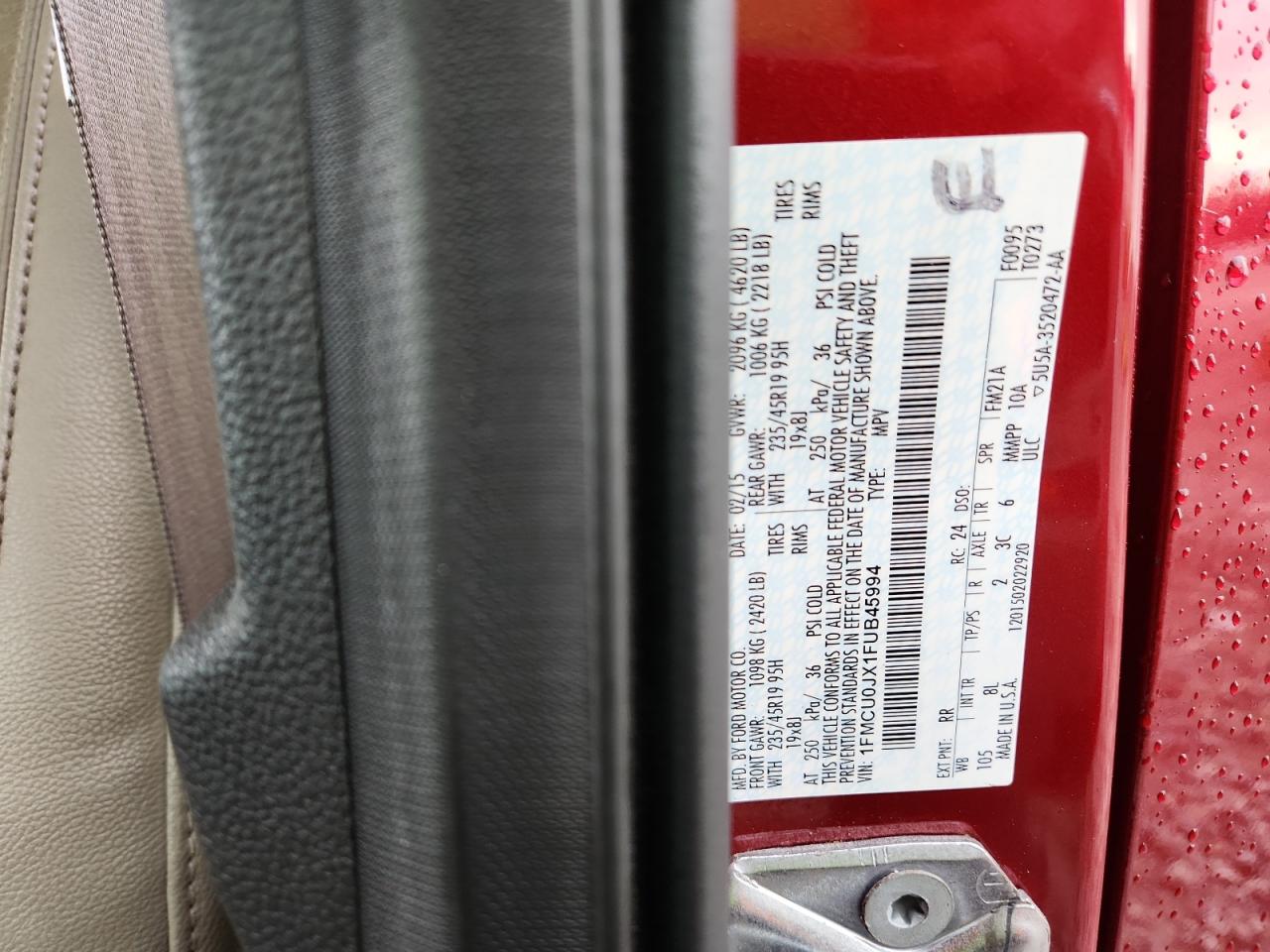 2015 Ford Escape Titanium VIN: 1FMCU0JX1FUB45994 Lot: 82173235