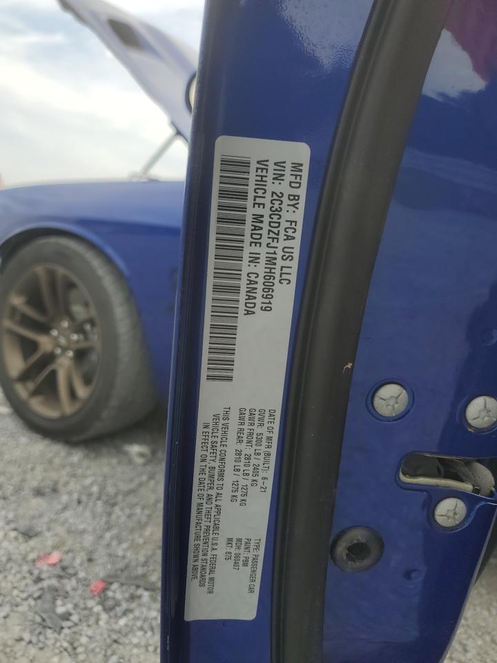 2021 Dodge Challenger R/T Scat Pack VIN: 2C3CDZFJ1MH606919 Lot: 80332855