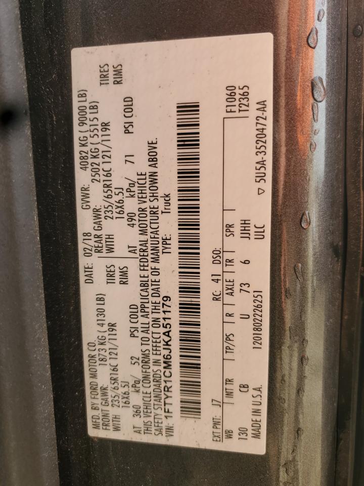 2018 Ford Transit T-250 VIN: 1FTYR1CM6JKA51179 Lot: 80352155