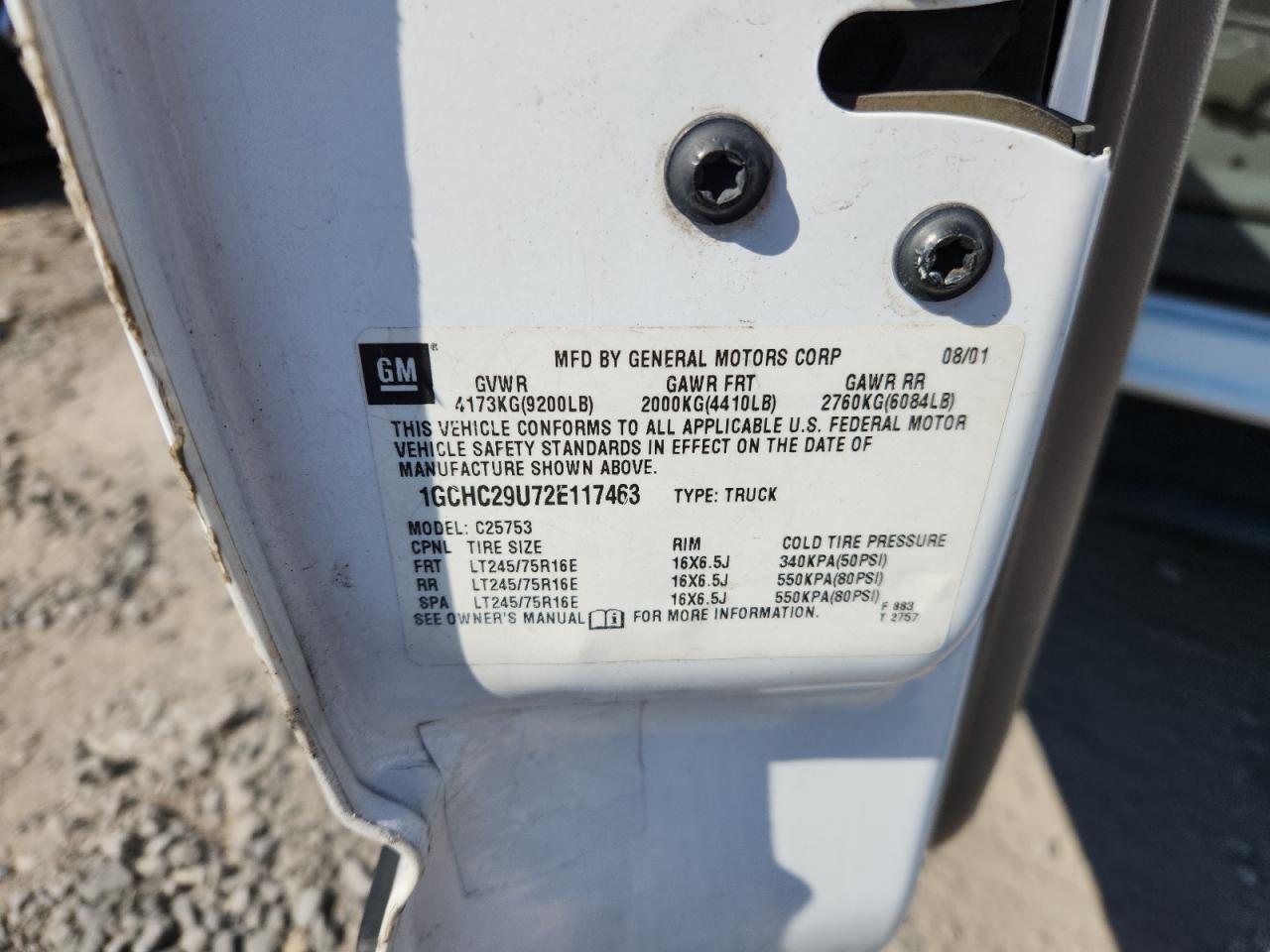 2002 Chevrolet Silverado C2500 Heavy Duty VIN: 1GCHC29U72E117463 Lot: 81401095