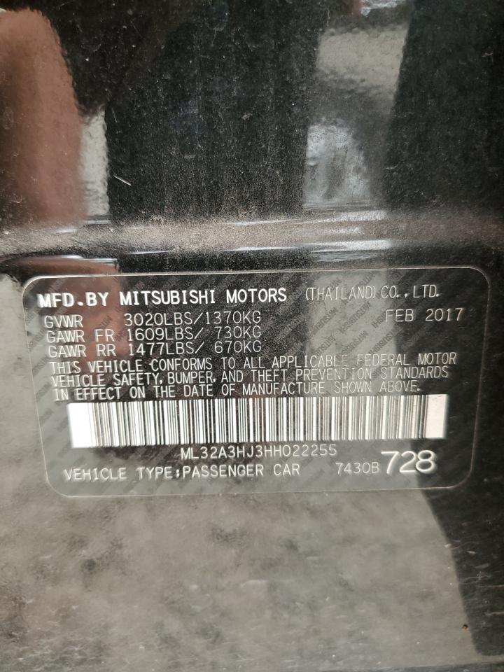 2017 Mitsubishi Mirage Es VIN: ML32A3HJ3HH022255 Lot: 70926025