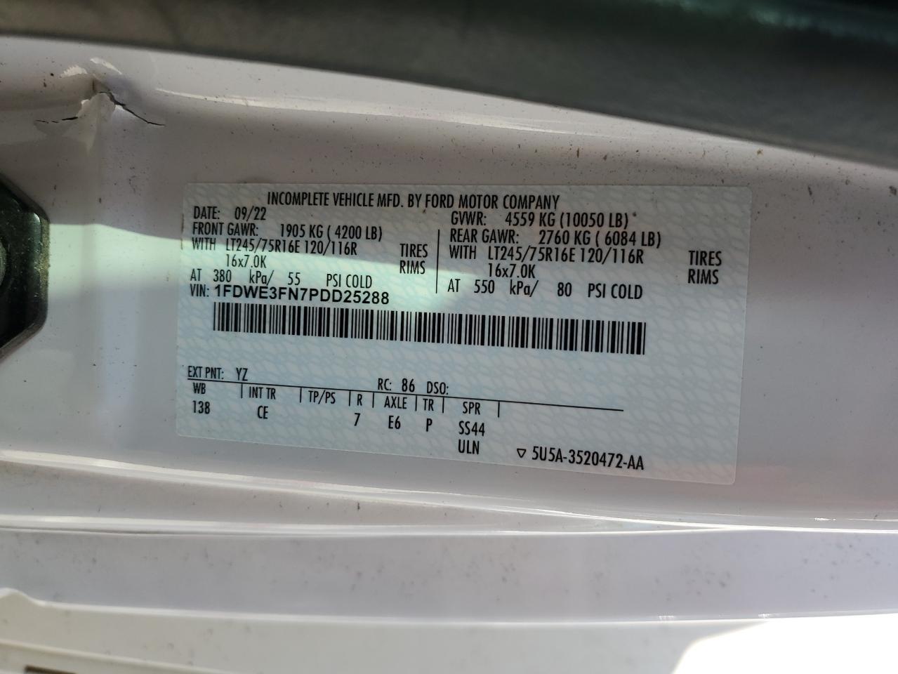 2022 Ford Econoline E350 Super Duty Cutaway Van VIN: 1FDWE3FN6NDC13157 Lot: 70995735