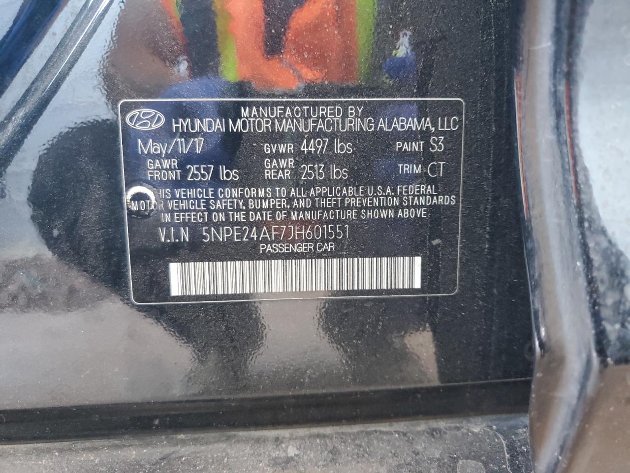 2018 Hyundai Sonata Se VIN: 5NPE24AF7JH601551 Lot: 71753785