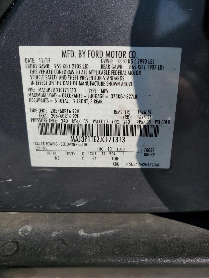 2018 Ford Ecosport Se VIN: MAJ3P1TE2JC171313 Lot: 81094495