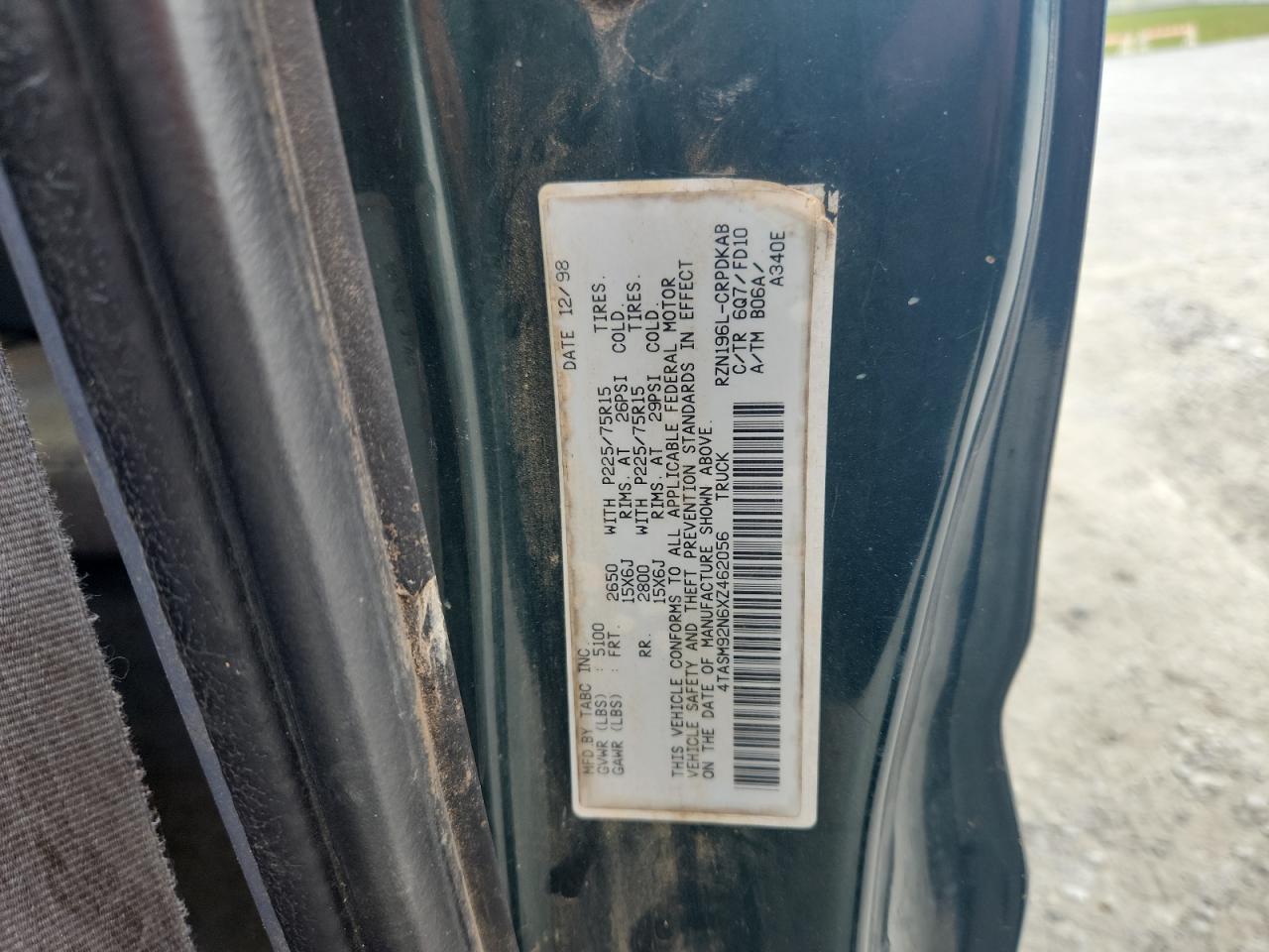 1999 Toyota Tacoma Xtracab Prerunner VIN: 4TASM92N6XZ462056 Lot: 81839655