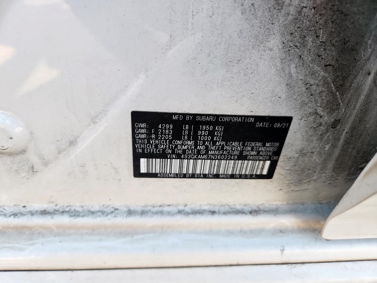 2022 Subaru Impreza Sport VIN: 4S3GKAM67N3602249 Lot: 81484185