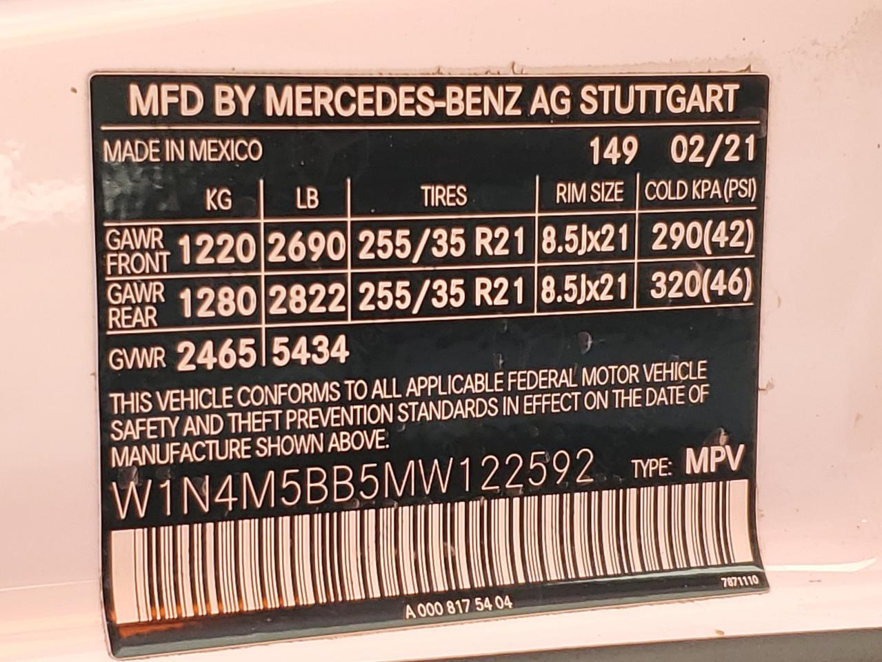 2021 Mercedes-Benz Glb Amg 35 4Matic VIN: W1N4M5BB5MW122592 Lot: 71263995