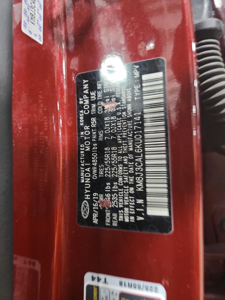 2019 Hyundai Tucson Limited VIN: KM8J3CAL6KU017141 Lot: 84289955