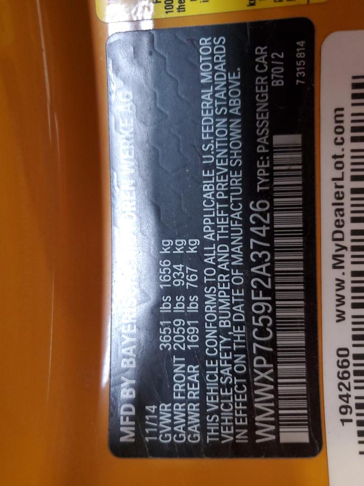 2015 Mini Cooper S VIN: WMWXP7C59F2A37426 Lot: 81668075