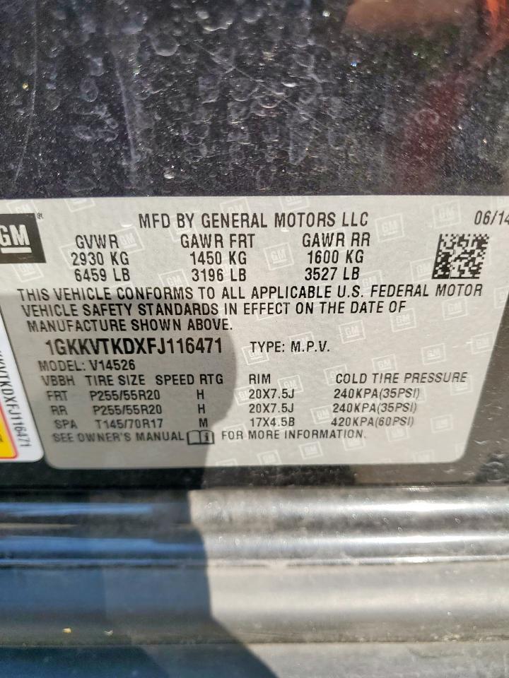 2015 GMC Acadia Denali VIN: 1GKKVTKDXFJ116471 Lot: 80899145
