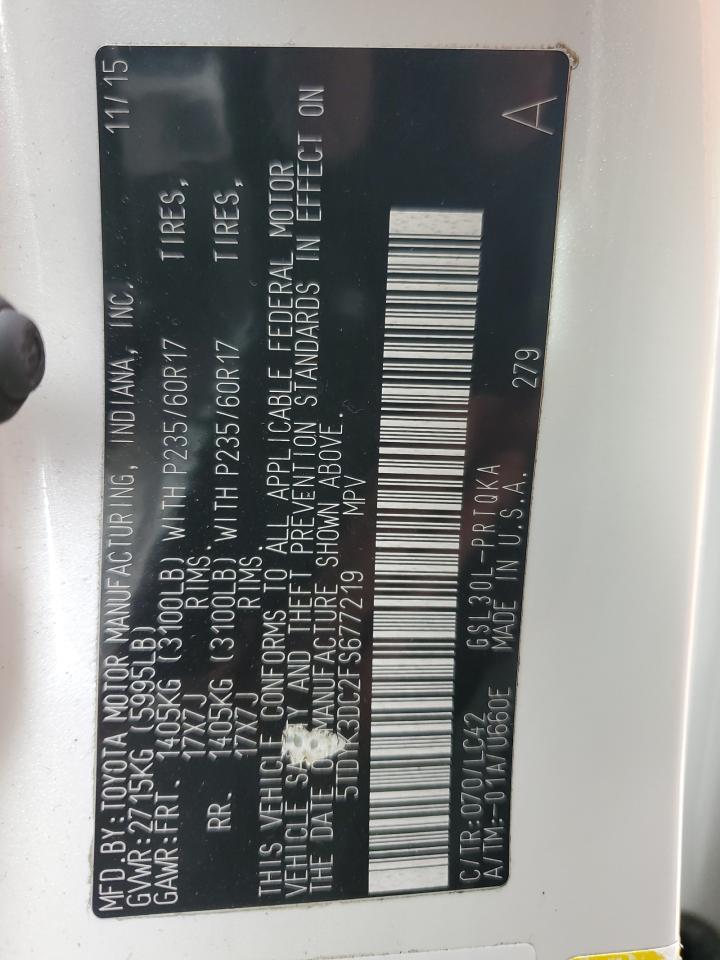 2015 Toyota Sienna Xle VIN: 5TDYK3DC2FS677219 Lot: 84461515