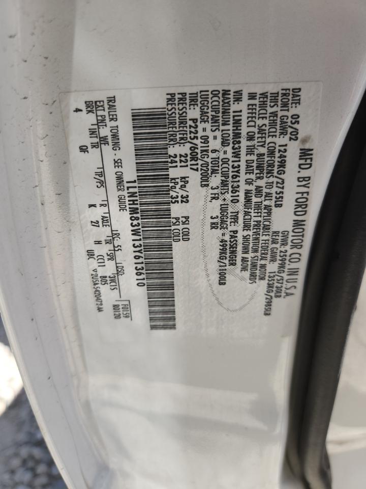 2003 Lincoln Town Car Cartier VIN: 1LNHM83W13Y613610 Lot: 71822175