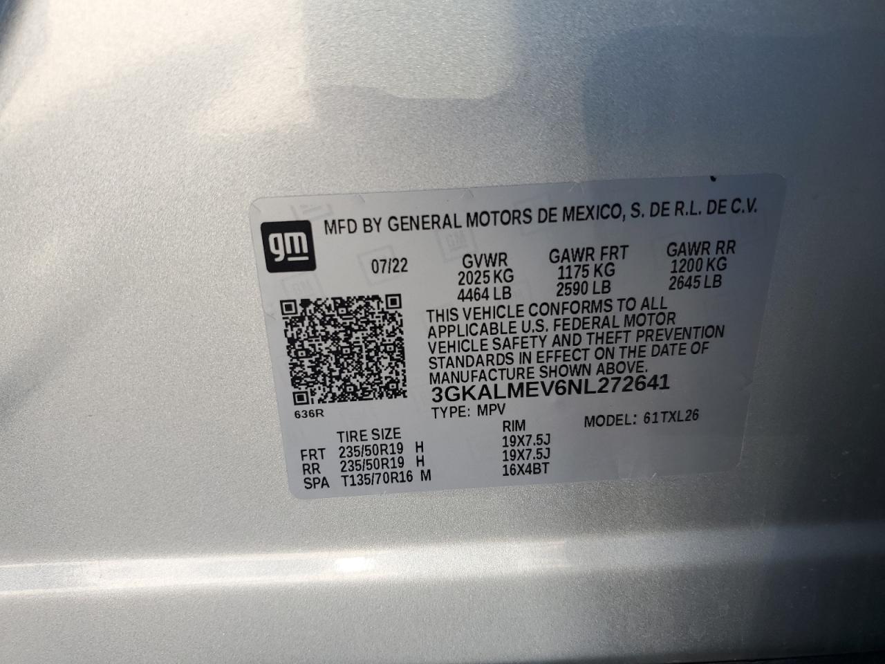2022 GMC Terrain Sle VIN: 3GKALMEV6NL272641 Lot: 80999105
