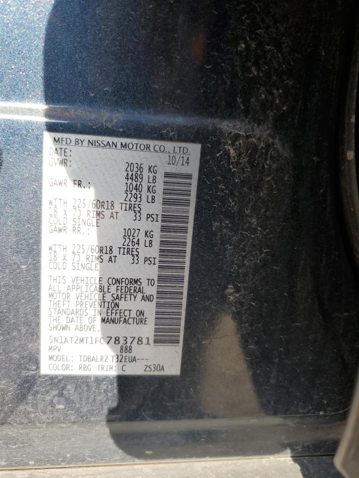 2015 Nissan Rogue S VIN: 5N1AT2MT1FC783781 Lot: 80800045