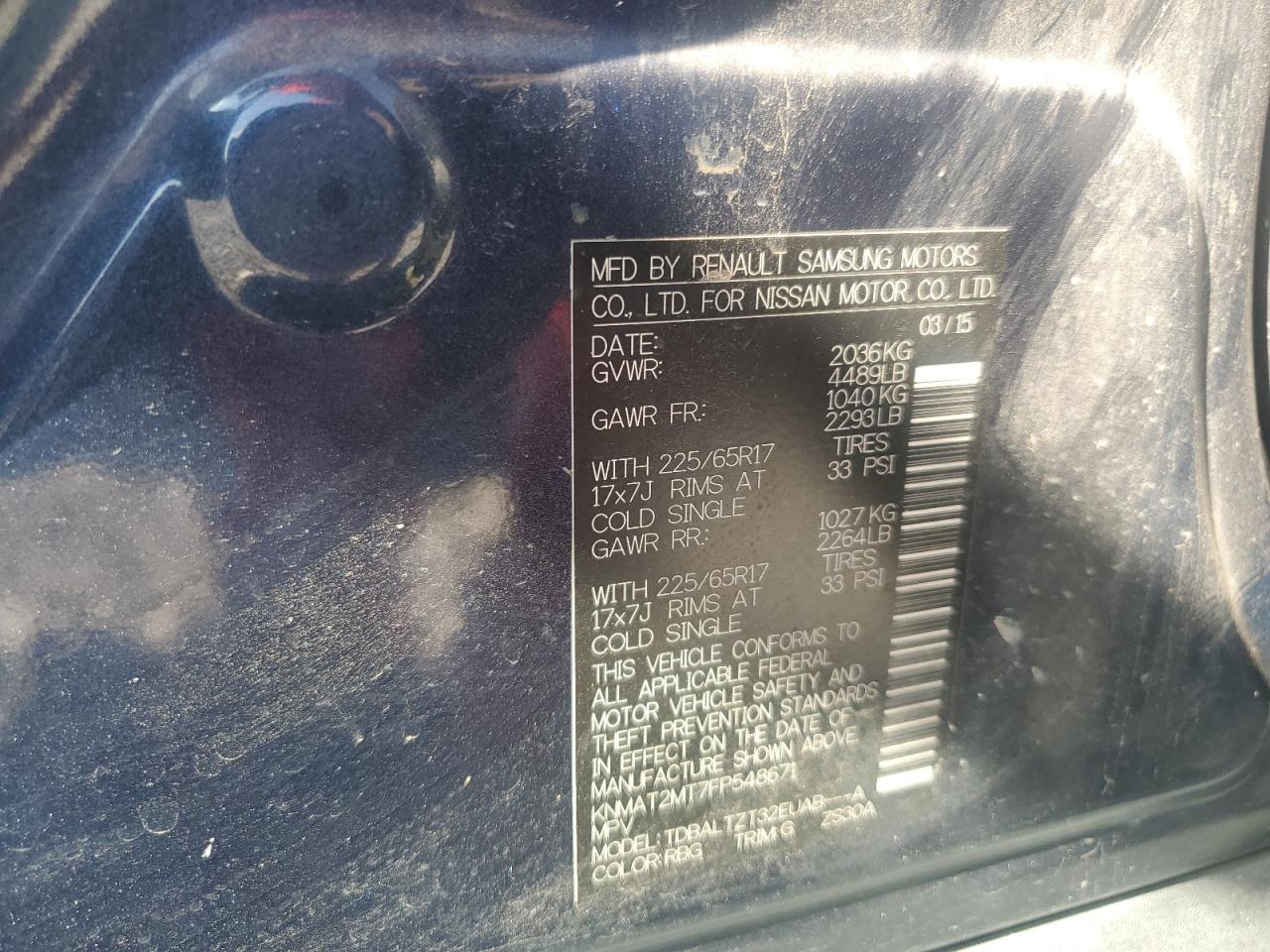 2015 Nissan Rogue S VIN: KNMAT2MT7FP548671 Lot: 81303895