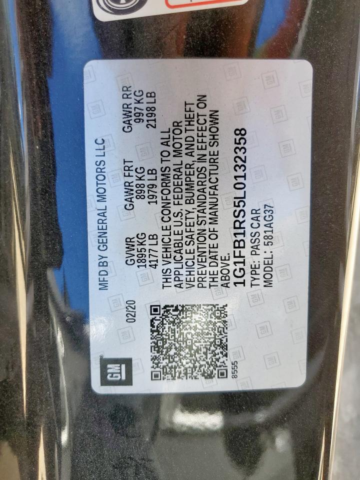 2020 Chevrolet Camaro Ls VIN: 1G1FB1RS5L0132358 Lot: 82140625