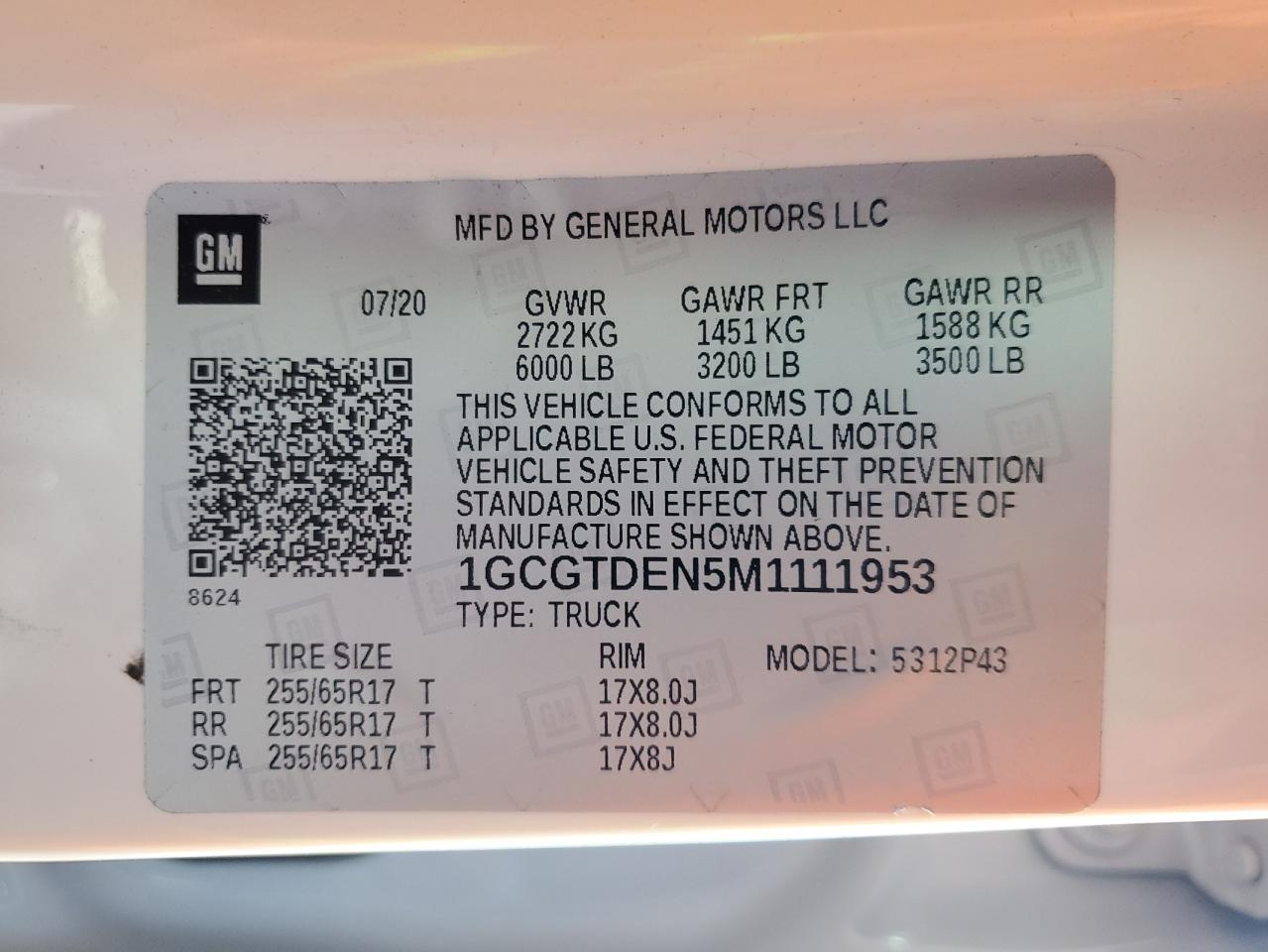 2021 Chevrolet Colorado Z71 VIN: 1GCGTDEN5M1111953 Lot: 83876635