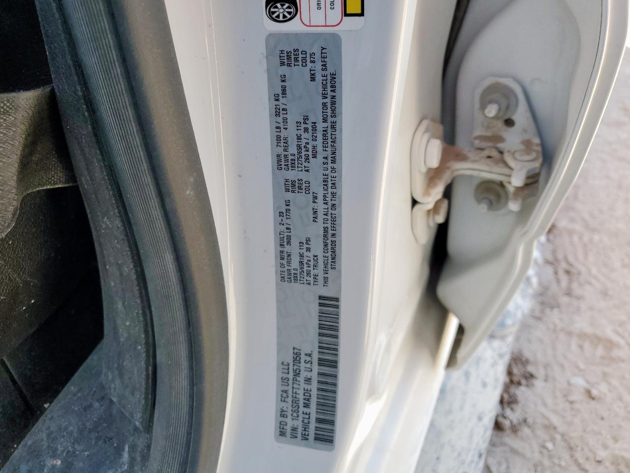 2023 Ram 1500 Big Horn/Lone Star VIN: 1C6SRFFT7PN570567 Lot: 83990415