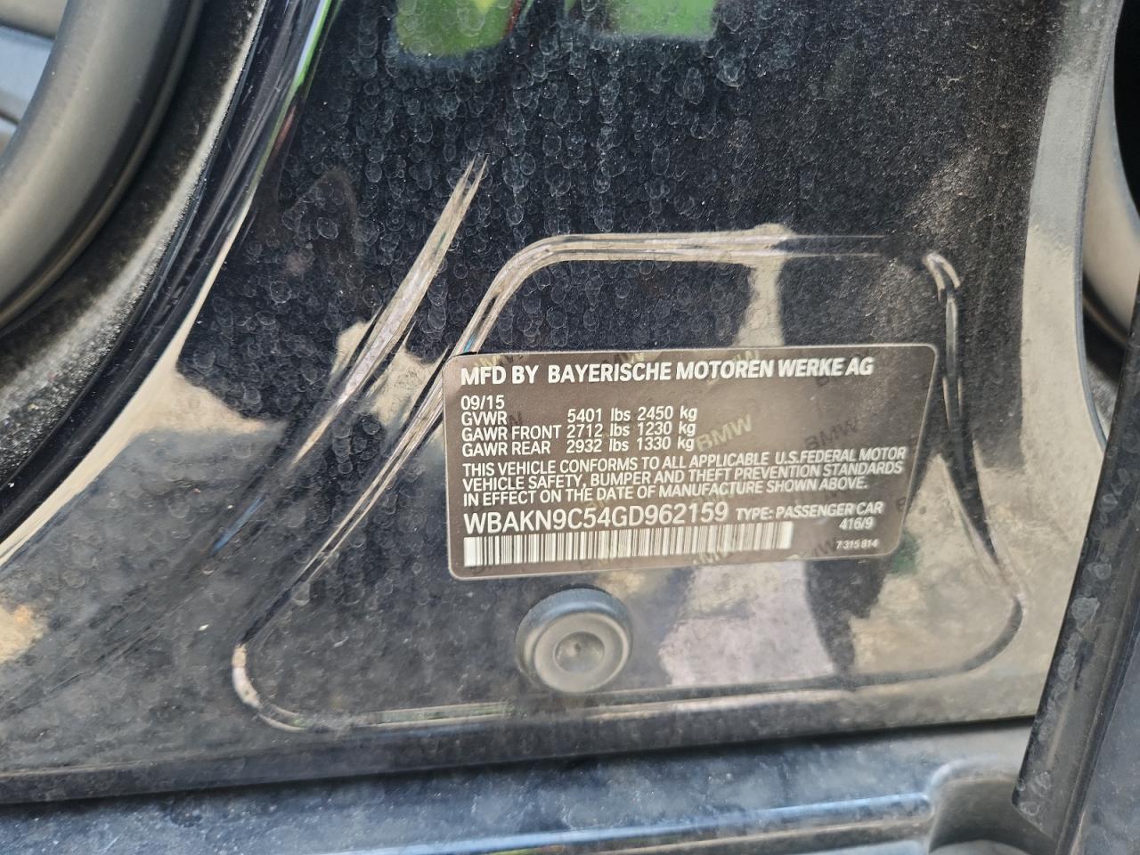 2016 BMW 550 I VIN: WBAKN9C54GD962159 Lot: 81392995