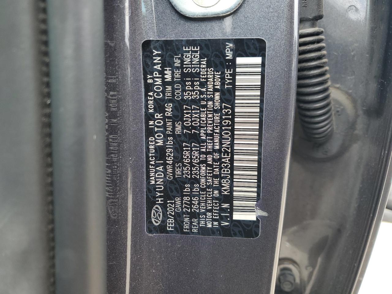 2022 Hyundai Tucson Sel VIN: KM8JB3AE2NU019137 Lot: 71260085