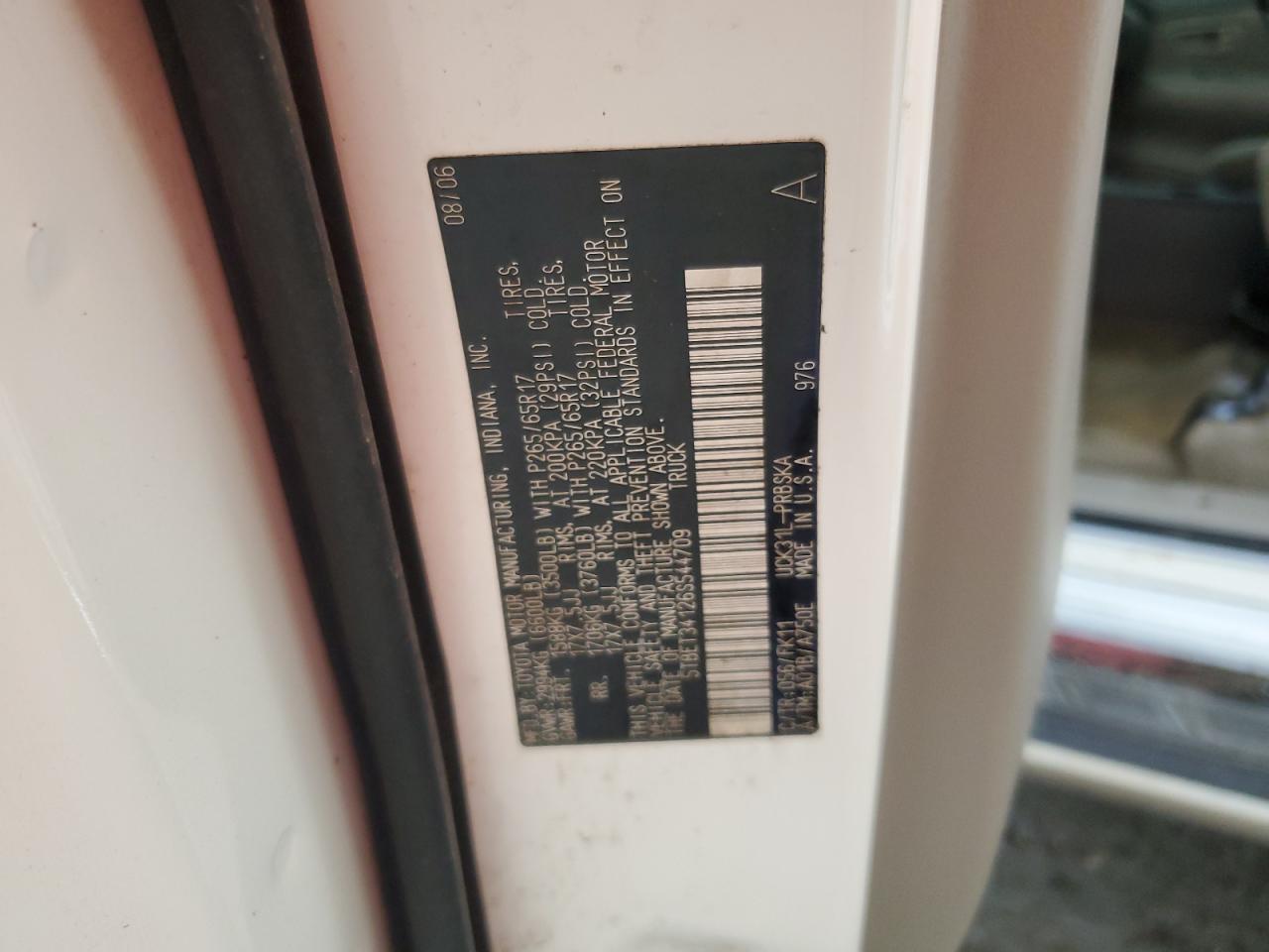 2006 Toyota Tundra Double Cab Sr5 VIN: 5TBET34126S544709 Lot: 84056585