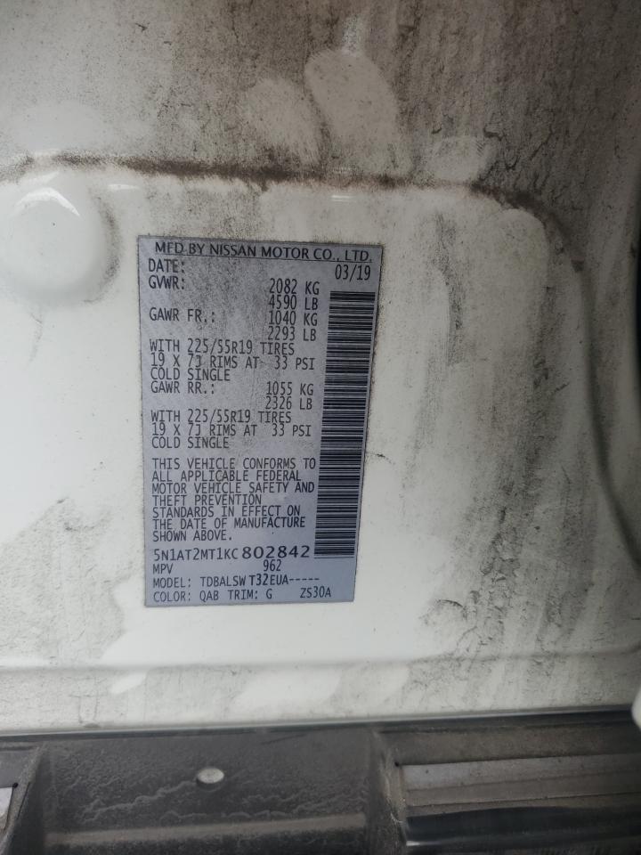 2019 Nissan Rogue S VIN: 5N1AT2MT1KC802842 Lot: 84040665