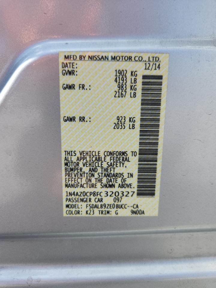 2015 Nissan Leaf S VIN: 1N4AZ0CP8FC320327 Lot: 80351245