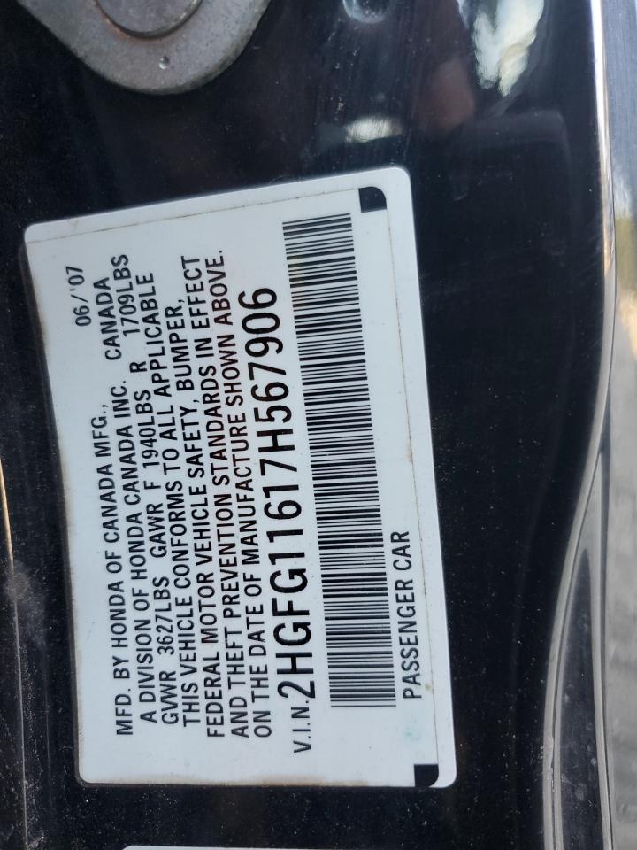 2007 Honda Civic Lx VIN: 2HGFG11617H567906 Lot: 80210405