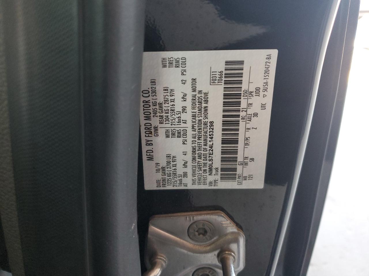 2020 Ford Transit Connect Xl VIN: NM0LS7E24L1453298 Lot: 85732475