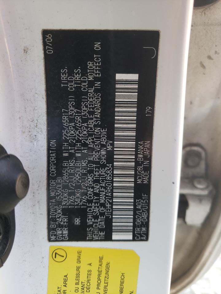 2006 Toyota Highlander Limited VIN: JTEHP21A960185834 Lot: 71595775