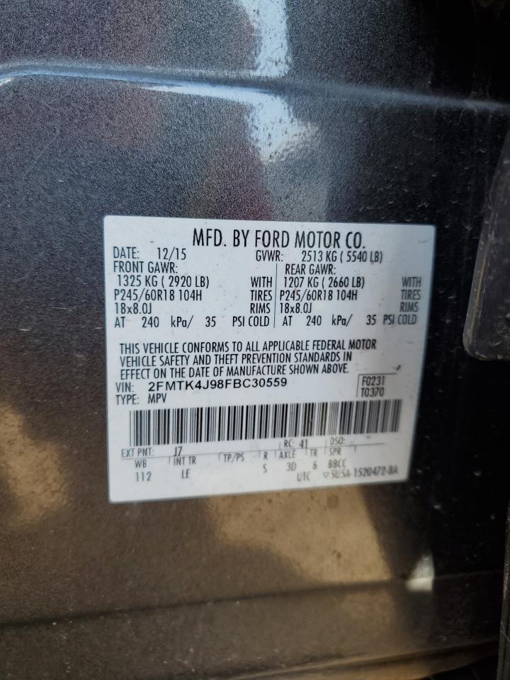 2015 Ford Edge Sel VIN: 2FMTK4J98FBC30559 Lot: 84029555