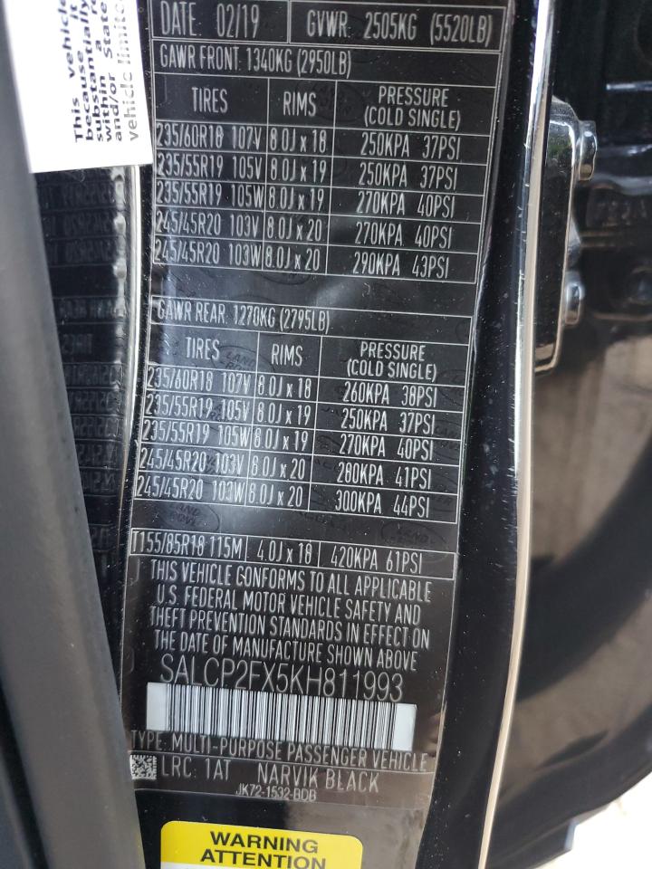 2019 Land Rover Discovery Sport Se VIN: SALCP2FX5KH811993 Lot: 71086305