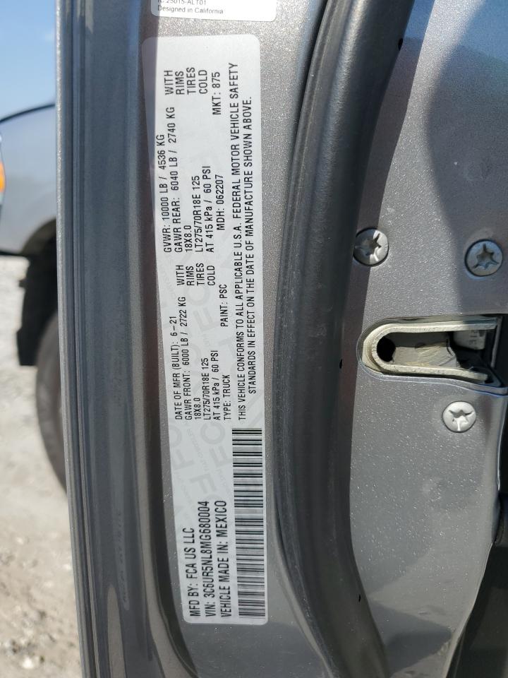 2021 Ram 2500 Laramie VIN: 3C6UR5NL8MG680004 Lot: 81034105