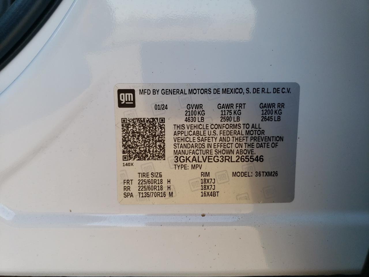 2024 GMC Terrain Slt VIN: 3GKALVEG3RL265546 Lot: 80572375